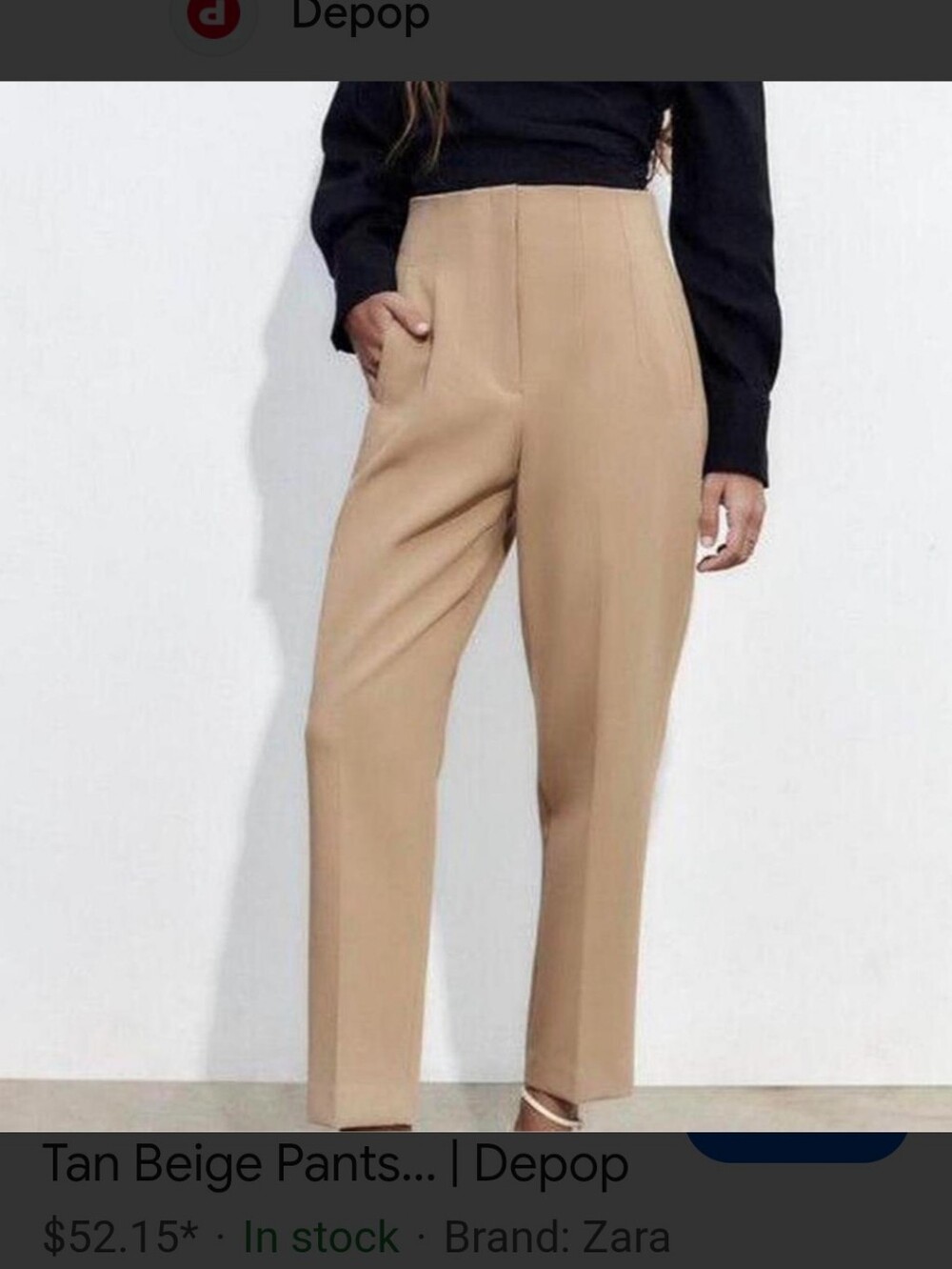 Zara High-Waist Straight Tailored Trousers Pants in Tan Beige Size XS - Picture 3 of 7